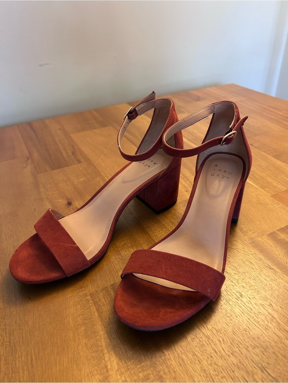 A New Day Strap Block Heel Sandals - Rust Red